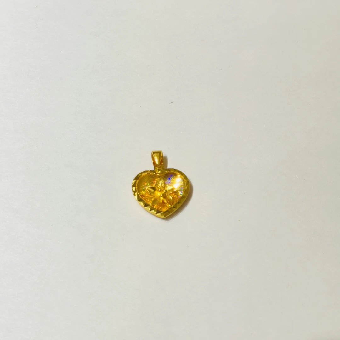 黄金足金999心型吊坠挂坠
