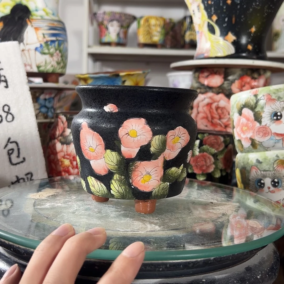 景德镇手绘花盆幸运花盆