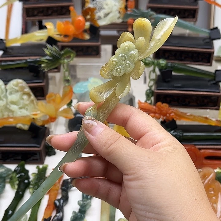 蛇纹石玉岫玉发簪未镶嵌