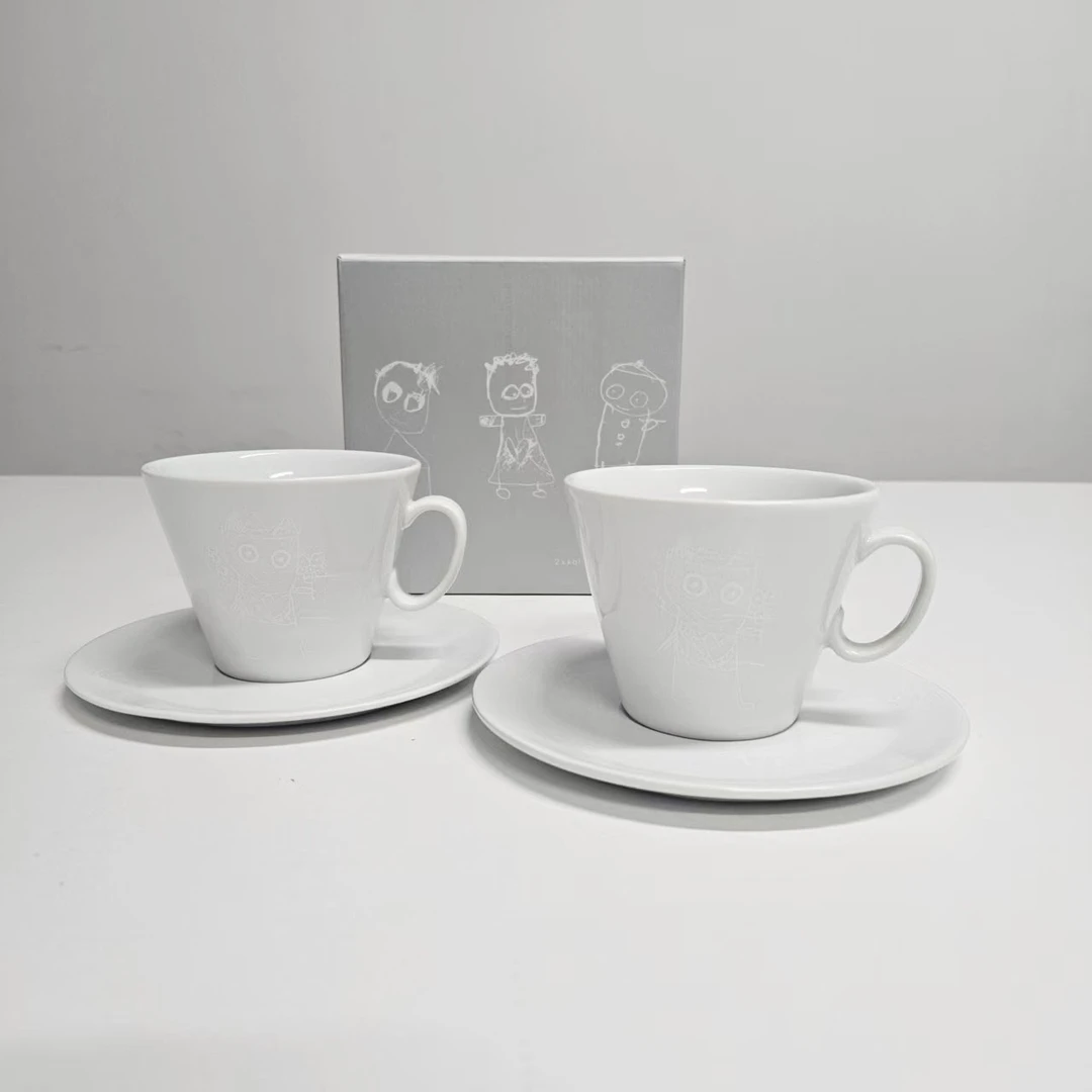 【两杯两碟】摩瑟家居【手绘火柴人咖啡杯】TCDF花瓶花器玻璃