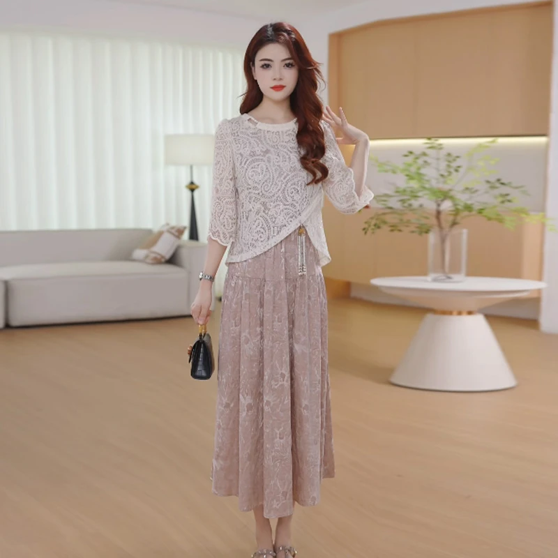 【两件套】早秋时尚女神修身洋气宽松气质休闲百搭显瘦减龄连衣裙