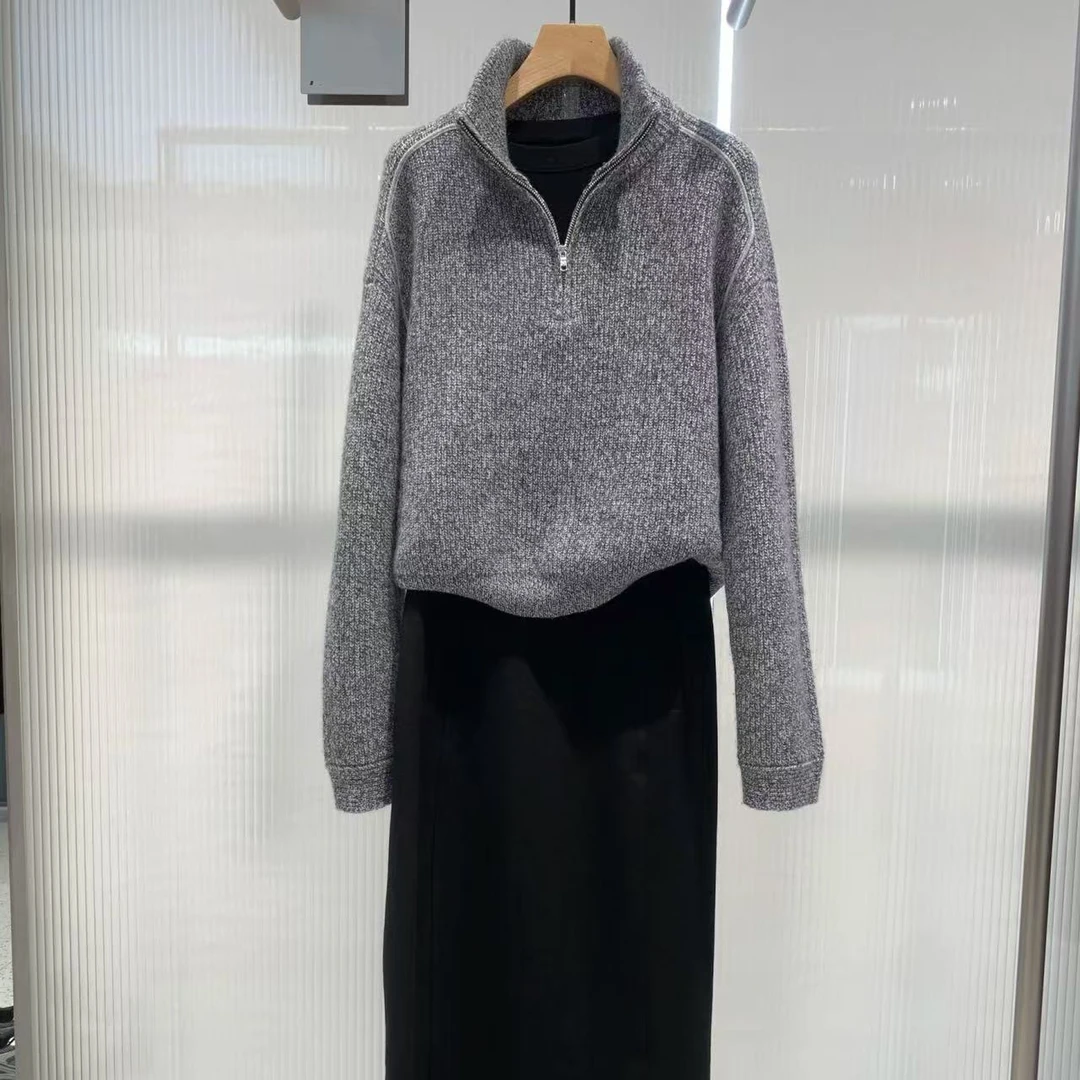 针织衫-028003高领拉链时尚套头