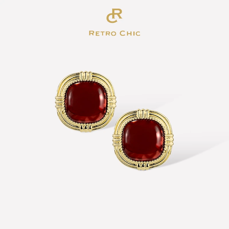 铜合金耳饰 RC RETRO CHIC 意大利复古时尚首饰 复古石耳钉