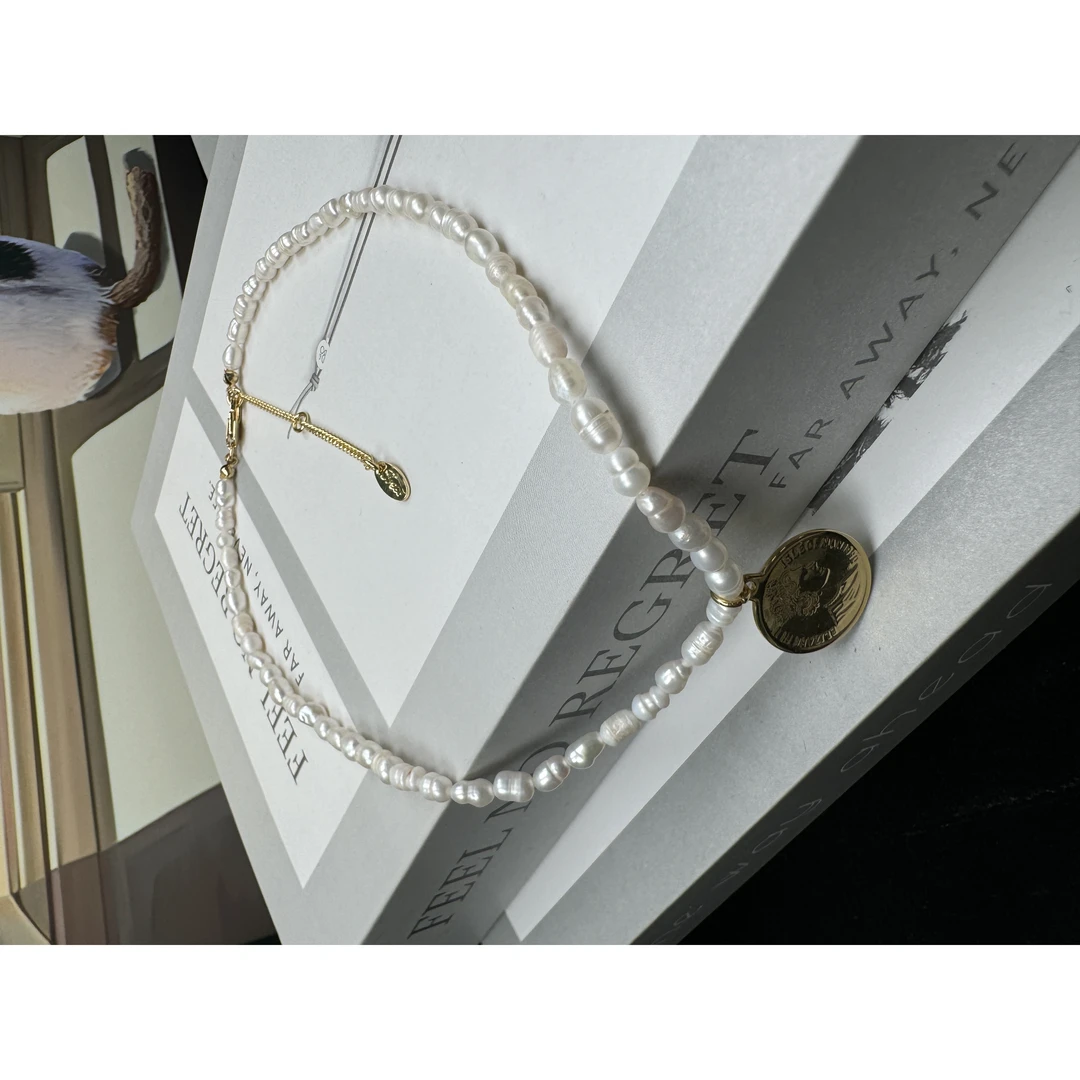 铜合金仿珍珠项链 时尚百搭复古铜合金高级轻奢小众项链xl2212