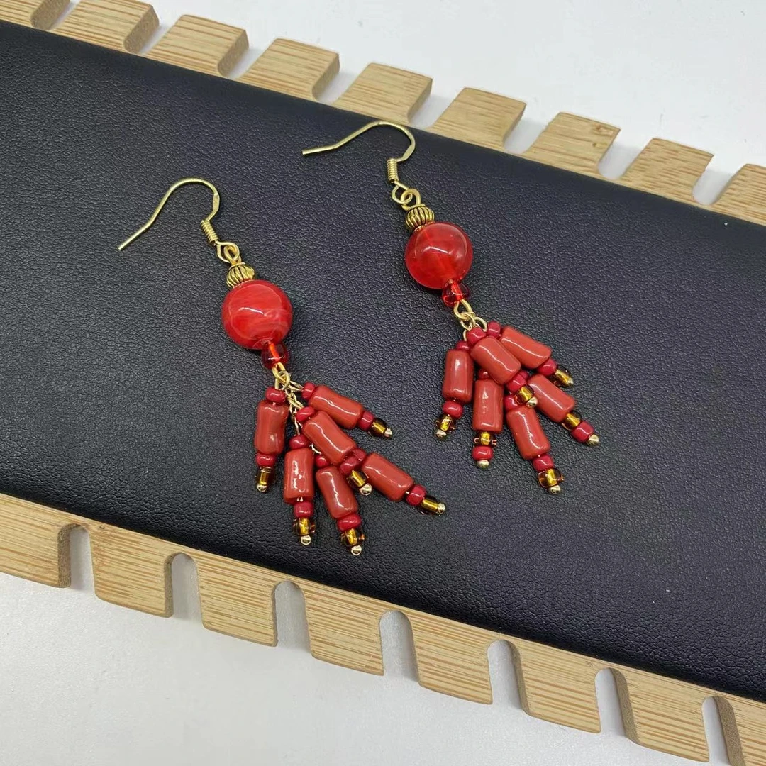 合金耳饰 LZ2279-1 小鞭炮设计款琉璃耳环