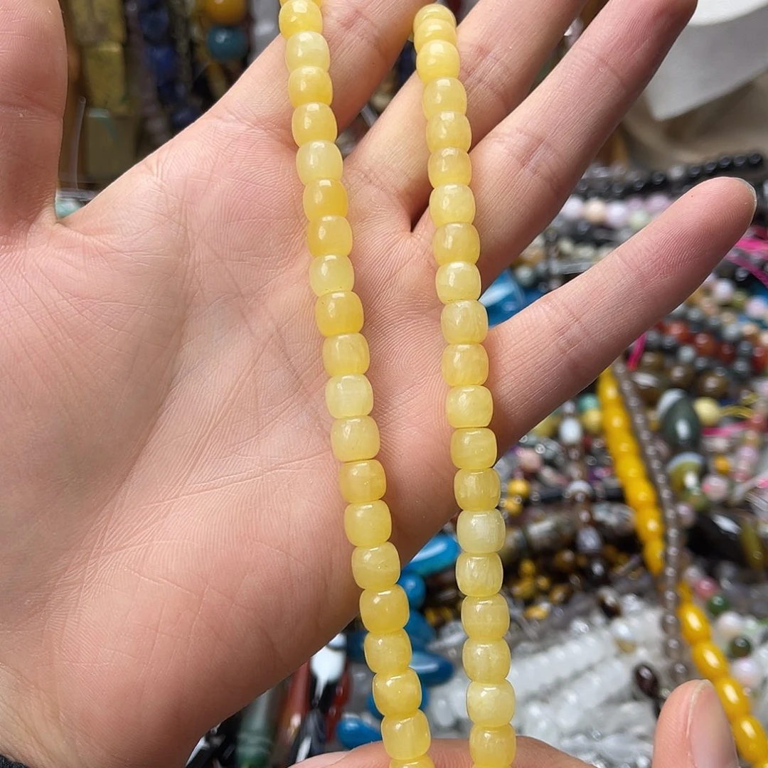 玛瑙/玉髓未镶嵌珠宝半成品卡8米黄玉老型珠一条