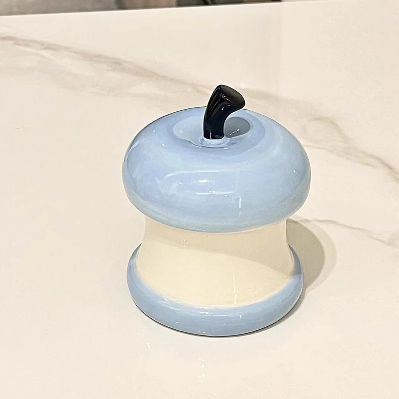 苹果烟灰缸带盖防灰飞客厅家用高级感陶瓷罐创意收纳盒送男朋友