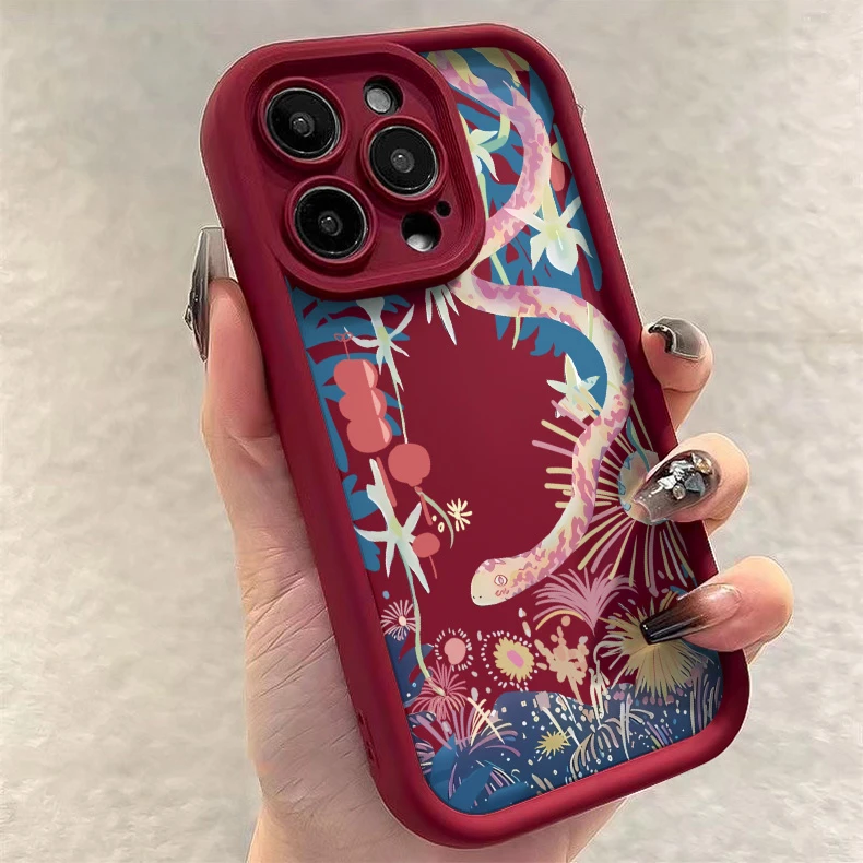 烟花蛇适用苹果16手机壳硅胶iPhone15/14Promax防摔12/11中国风