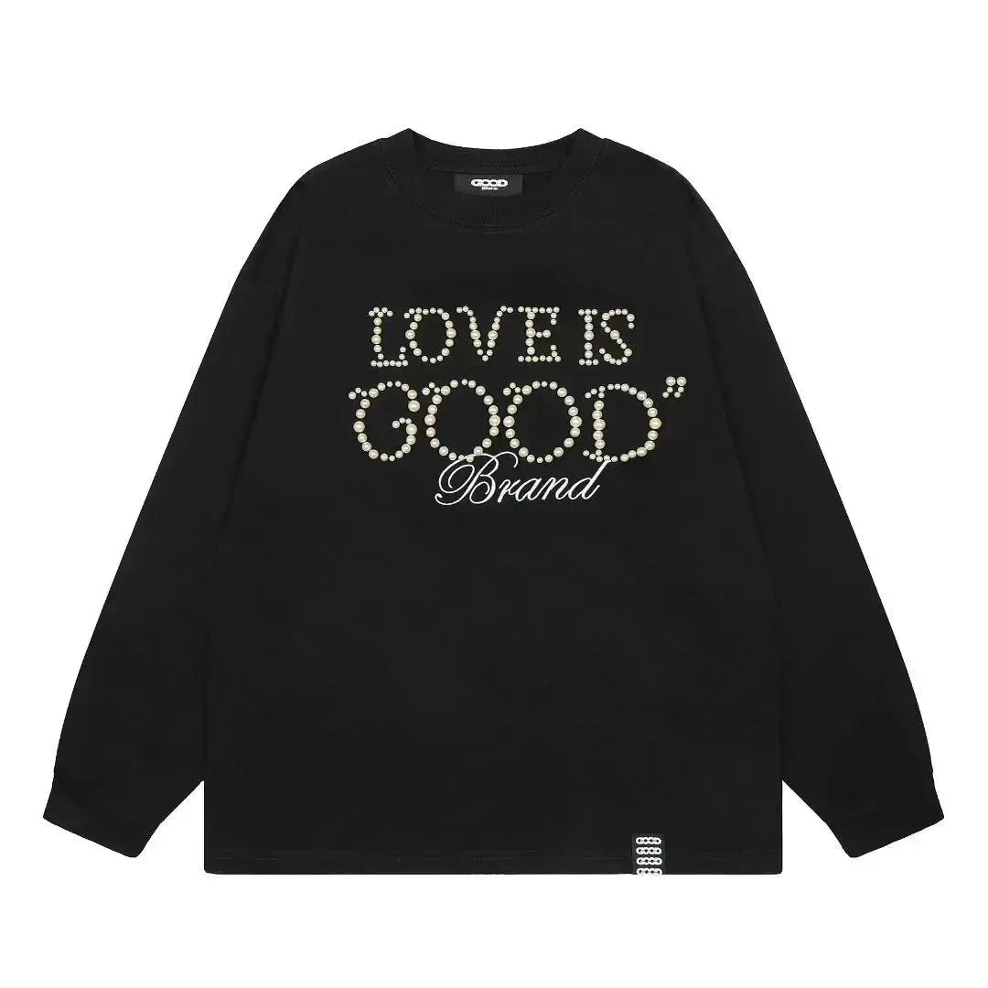 网红汪苏泷老白同款珍珠长袖T恤情侣同款