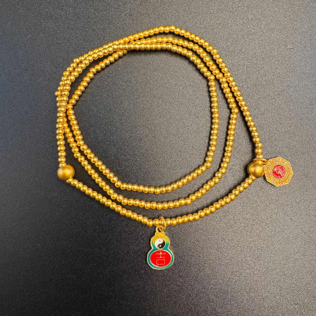 足金999古法葫芦八卦盘大吉卡2古法金珠日进斗金吉言三圈