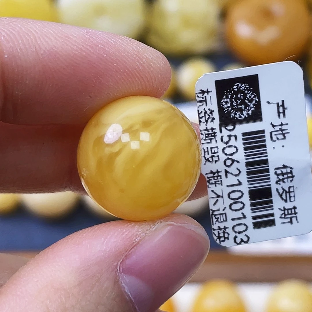 蜜蜡未镶嵌珠宝奇石16.6mm橘金浓蜡妖花 瑕