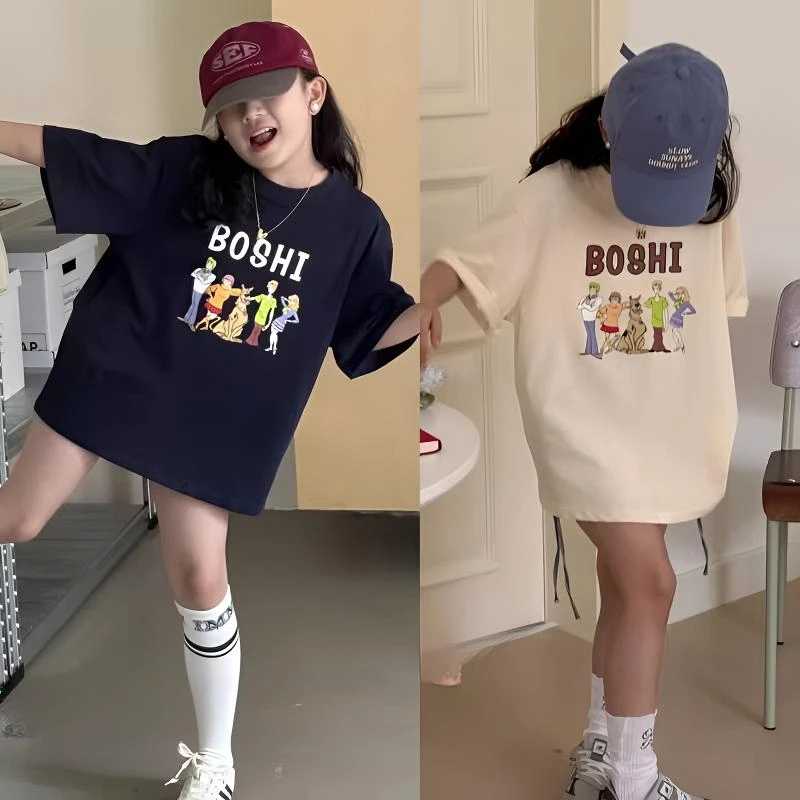 女童纯棉短袖T恤上衣2025夏季洋气儿童中大童宝宝夏装短袖上衣潮