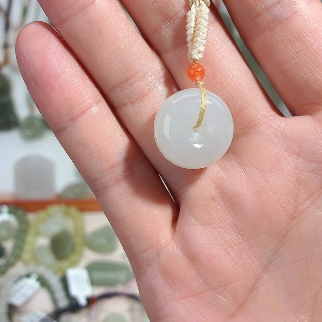 和田玉未镶嵌颈饰天然和田玉卡20平安扣挂件