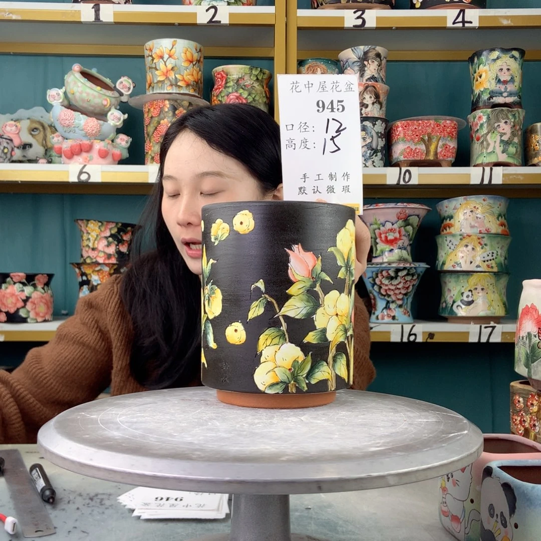 陶景德镇手工花盆945