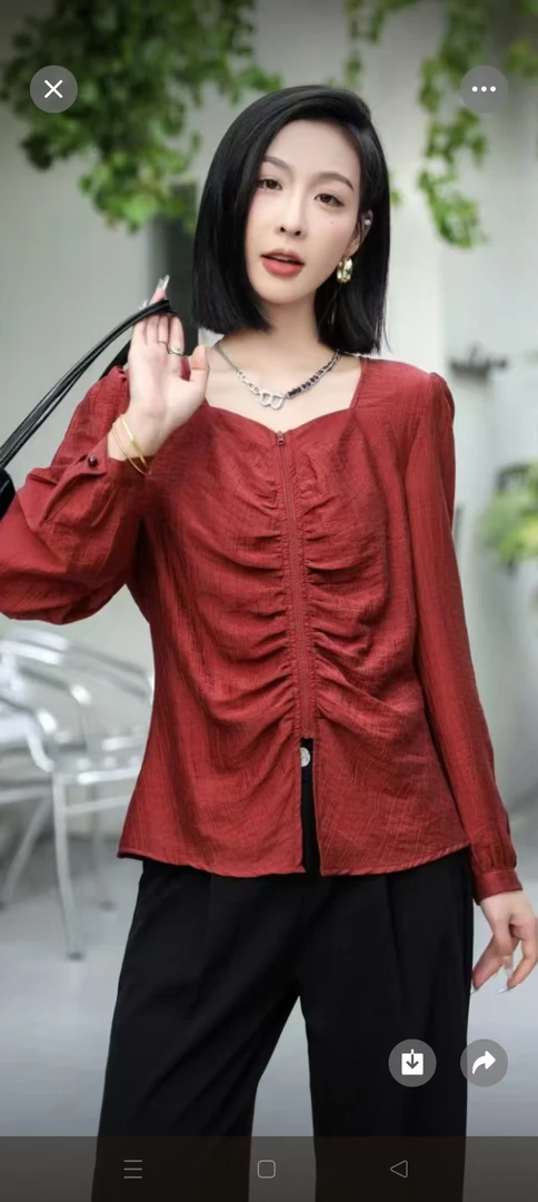 A10款修身型长袖V领T恤轻职风上衣