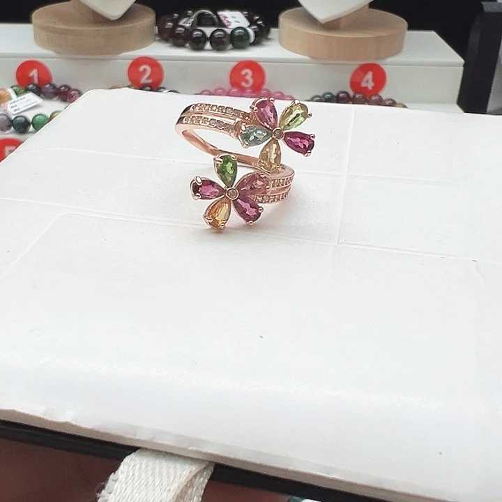 戒指碧玺银S925镶嵌6号