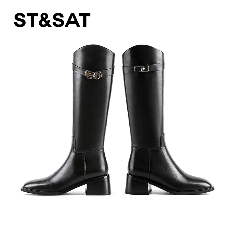 St&Sat/星期六秋冬轻奢骑士靴过膝时尚高靴女百搭炸街长靴长筒靴