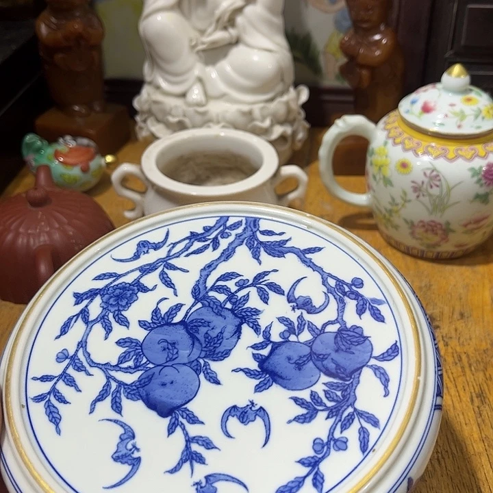 其他青花寿桃壶承