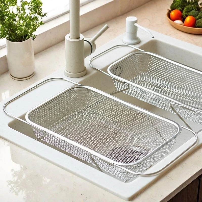 不锈钢水槽沥水篮可伸缩洗菜蓝厨房水池沥水架置物架滤网收纳架子