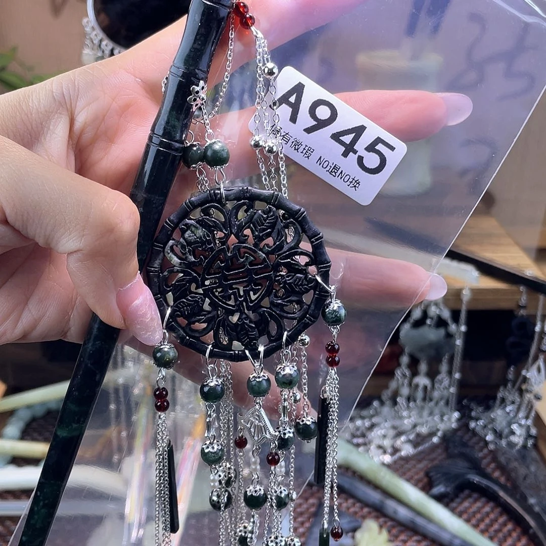 蛇纹石玉发饰合金?**?