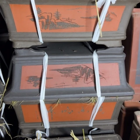 小***焙紫砂花盆口径50长方10个