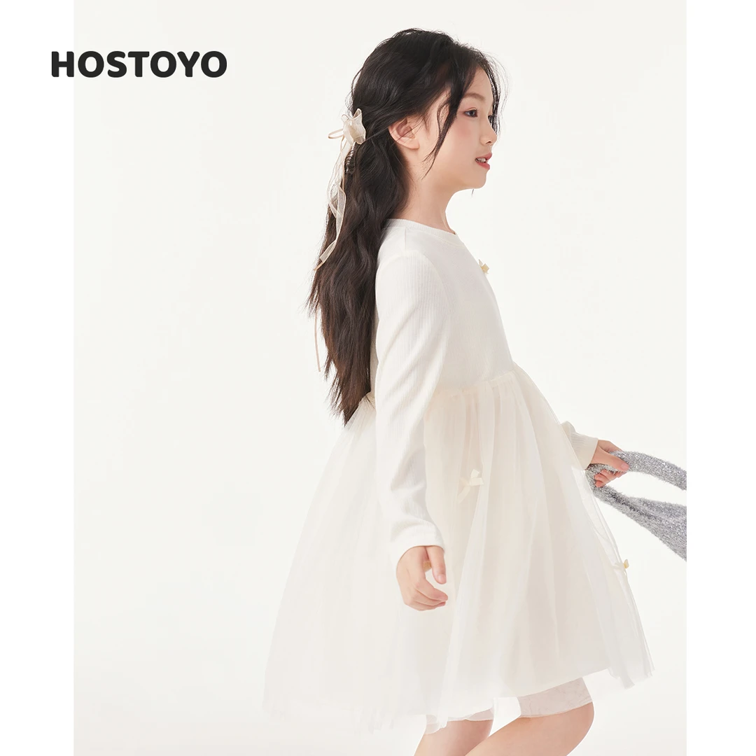 千金风纯色半身洋气大童春秋女童公主连衣裙17730477002