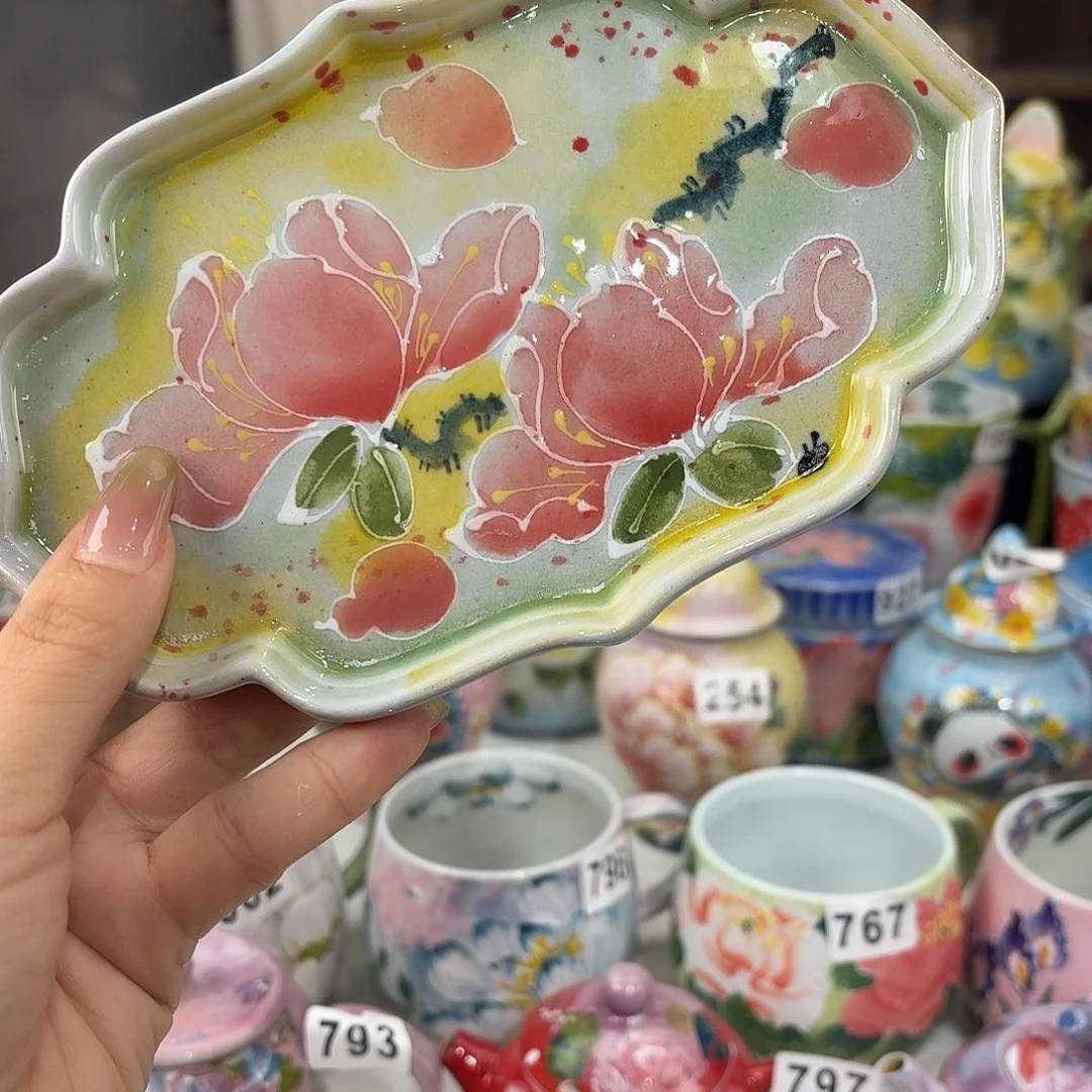 瓷片景德镇手绘高温釉下彩陶瓷茶具