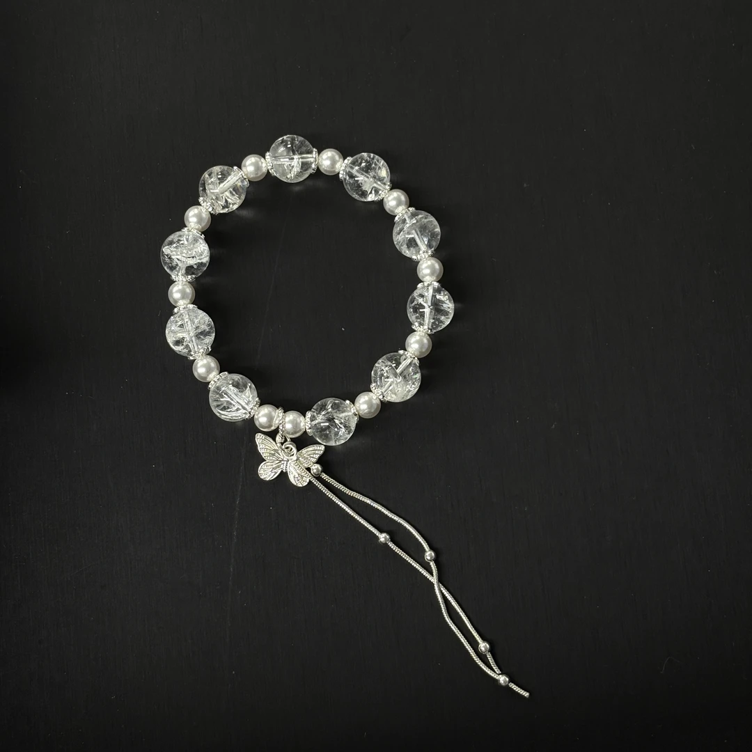 【夏夏珠宝】白水晶蝴蝶珍珠手串
