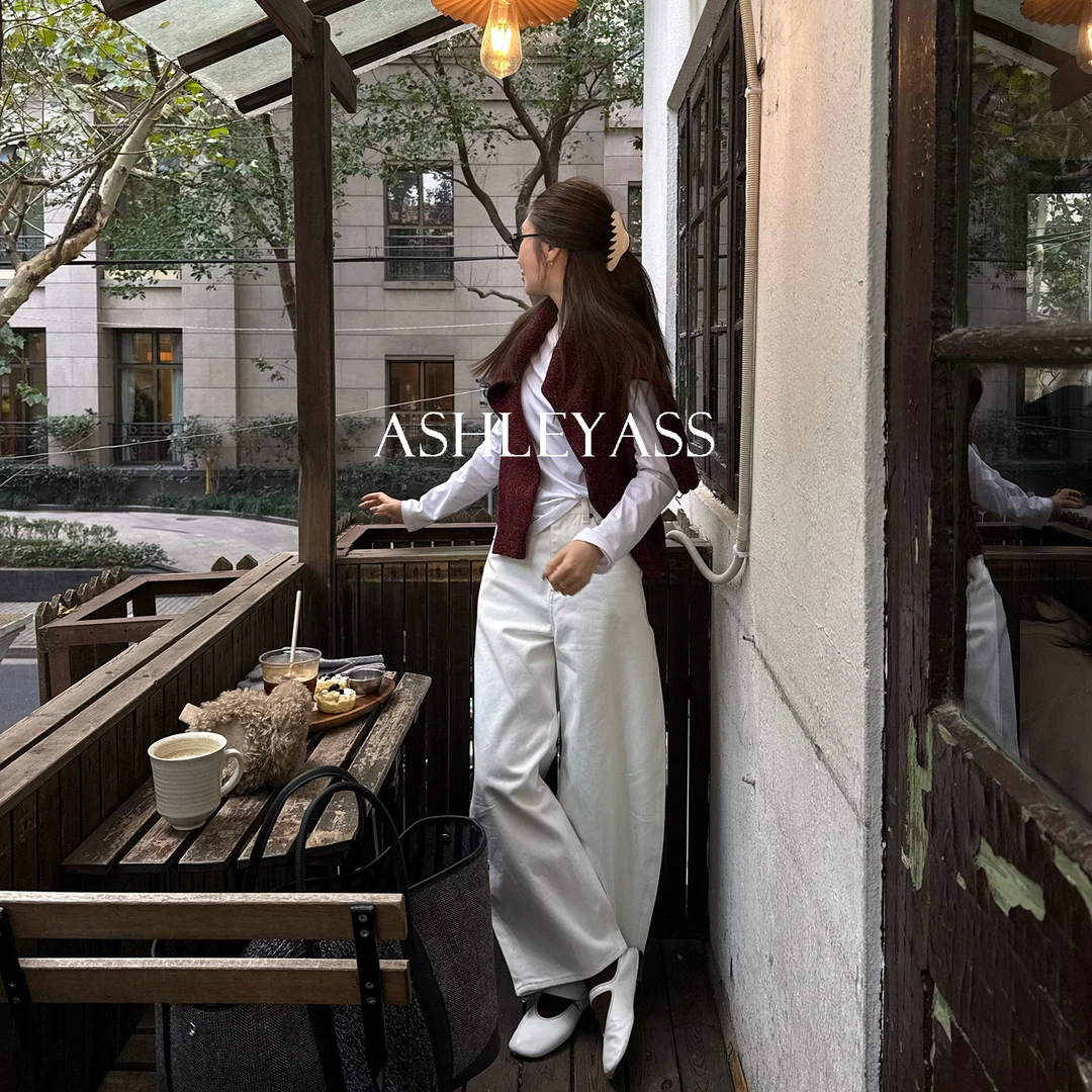 【ASHLEYASS】“雪花白牛”茧型弯刀裤YKK拉链慵懒感牛仔裤LSN241479S