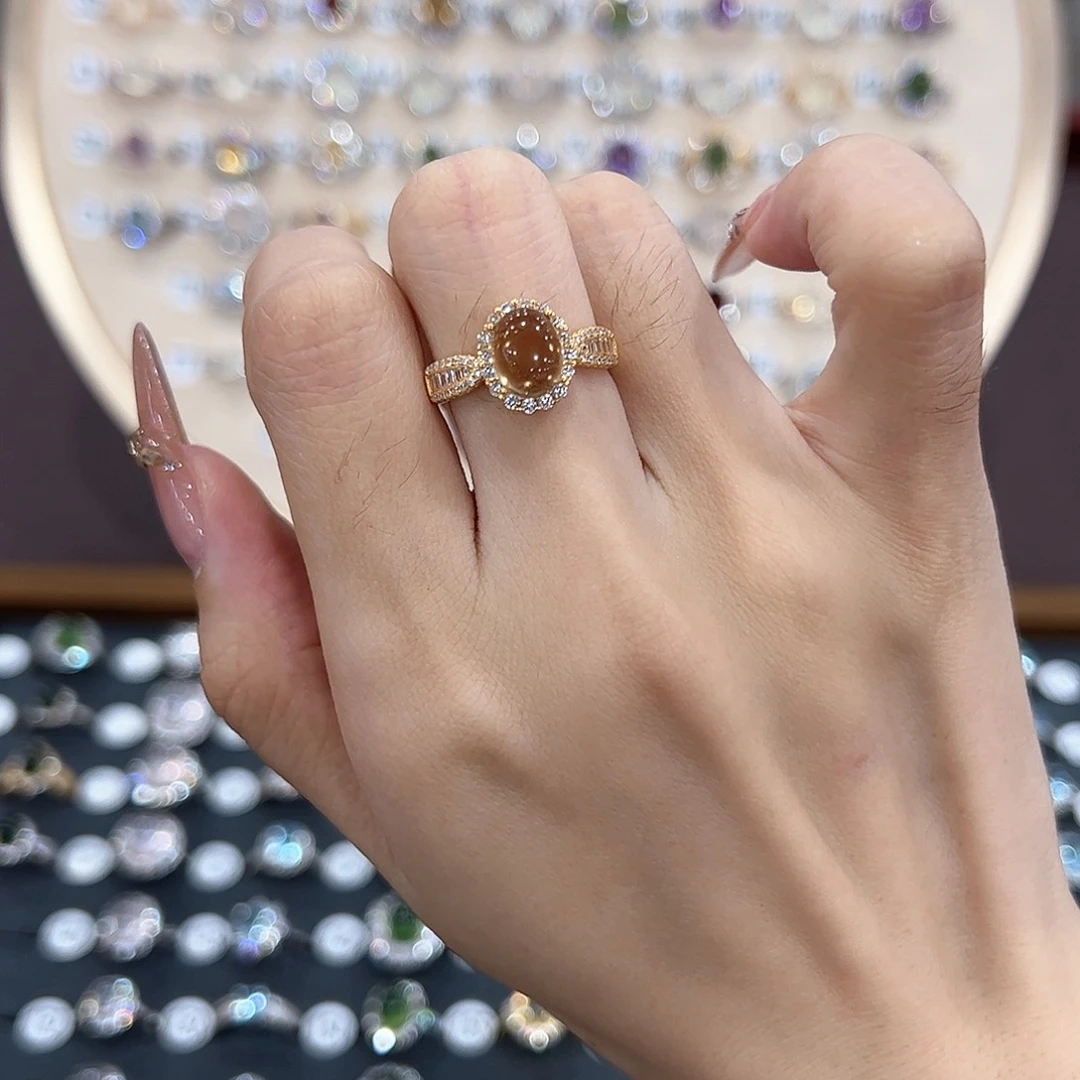 蛇纹石玉银S925镶嵌戒指苏*