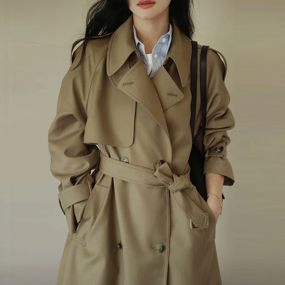 2025春秋中长款温柔质感风衣女上档次小个子法式网红西装外套潮