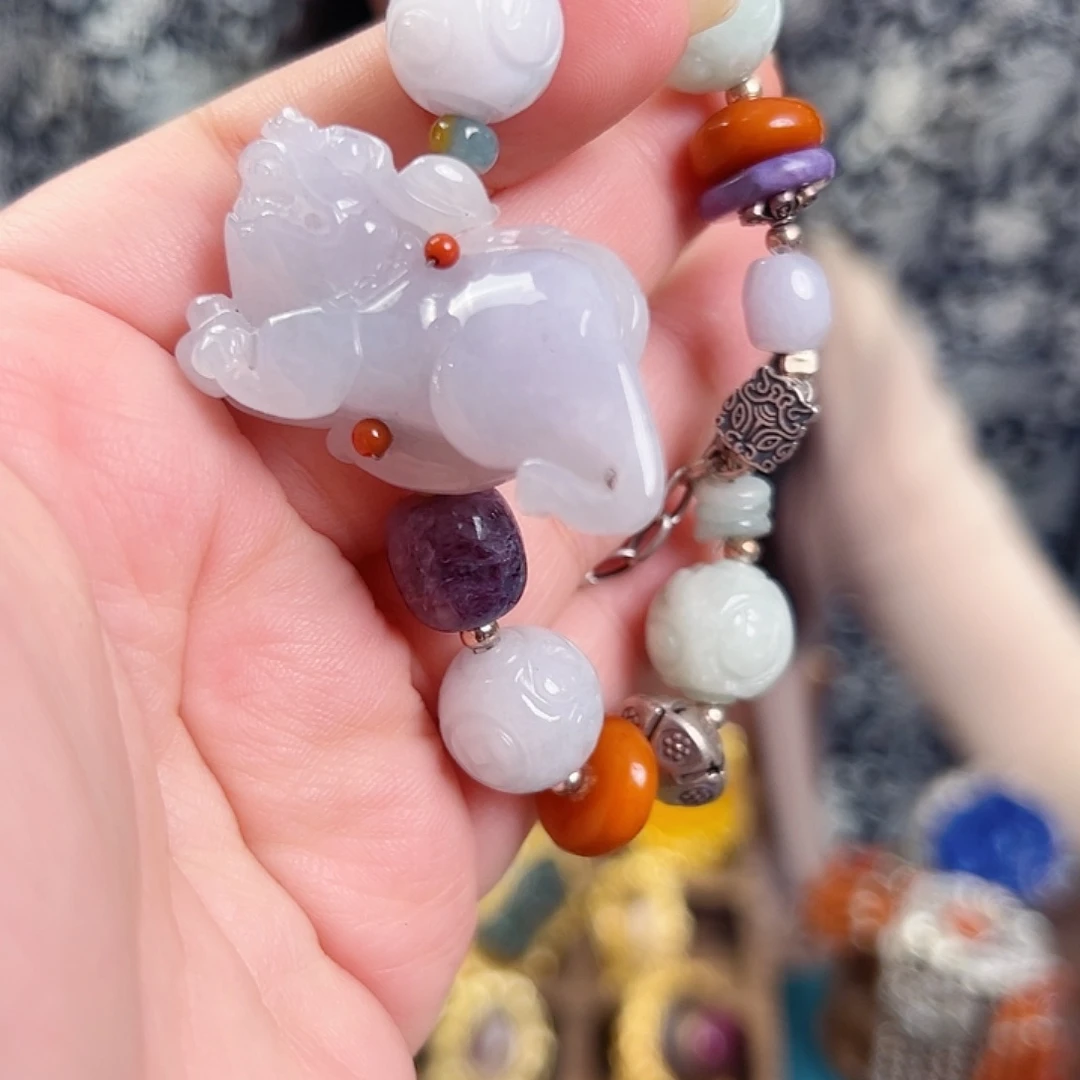 翡翠未镶嵌手链国风