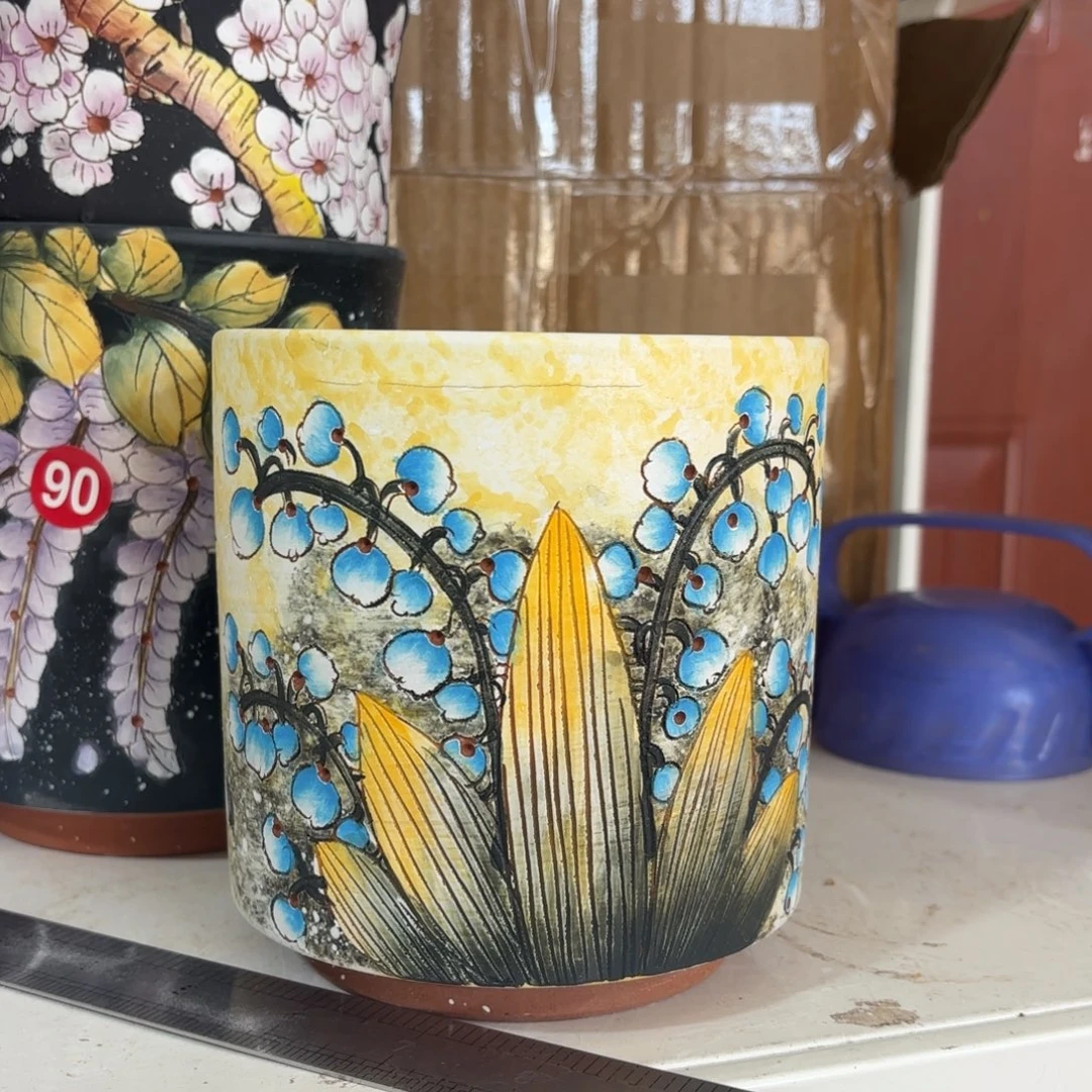 景德镇手绘花盆陶瓷12/13微瑕