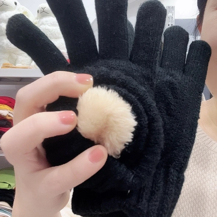 加绒加厚保暖手套黑色354