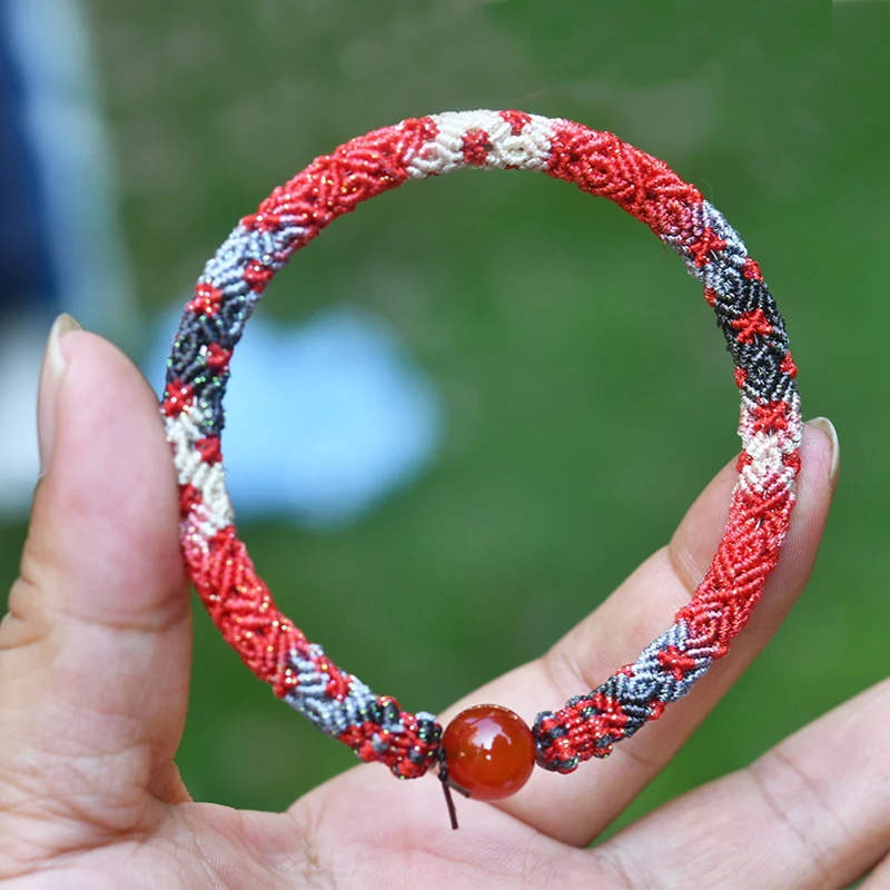 一路生财国潮五彩钱币立体编织钱滚滚手鐲DIY手链可自穿配件2025