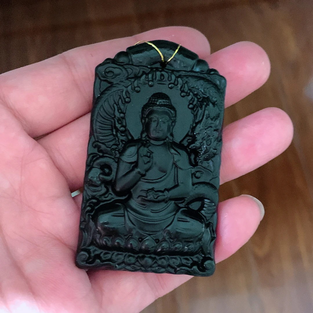 天然缅料A货 十级黑度阿弥挂件1172