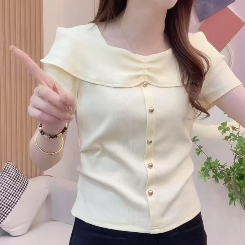 设计感短袖T恤女夏季新款宽松显瘦时尚气质百搭减龄洋气t恤上衣潮