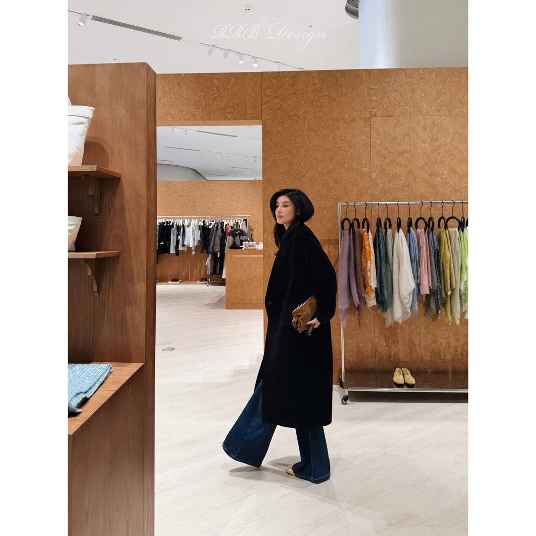 RRB Design 宽松显瘦长款大衣气质廓形高支羊毛毛呢外套