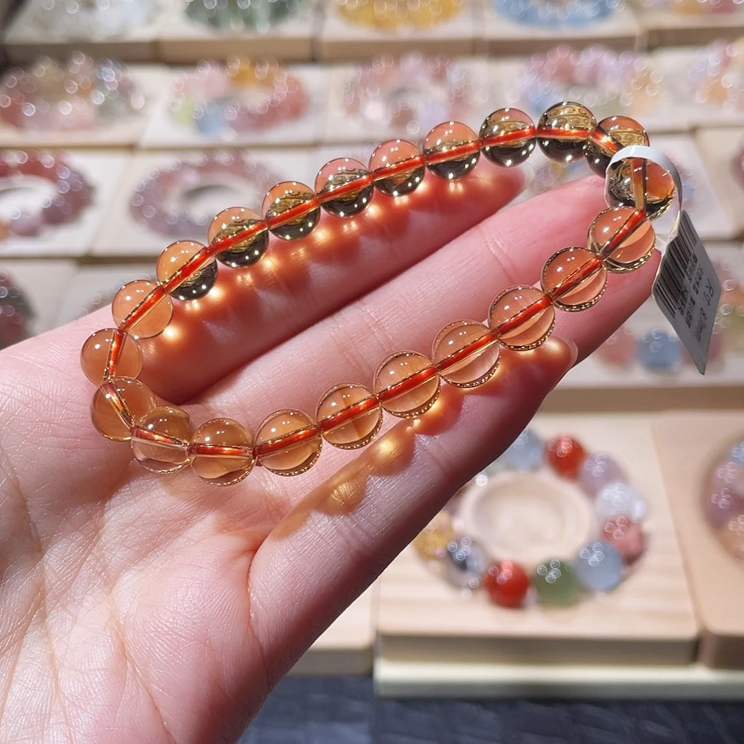 水晶手链未镶嵌黄水晶手链，晶体通透