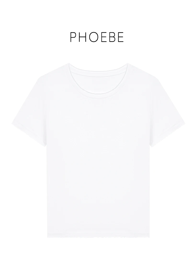 【氧气卷边T】PHOEBE叶姐 春季新品穿搭时尚圆领T恤J5030735C