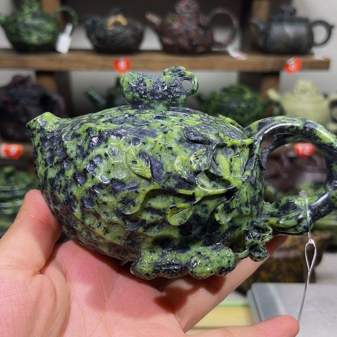 荷*藏玉药王石花生壶