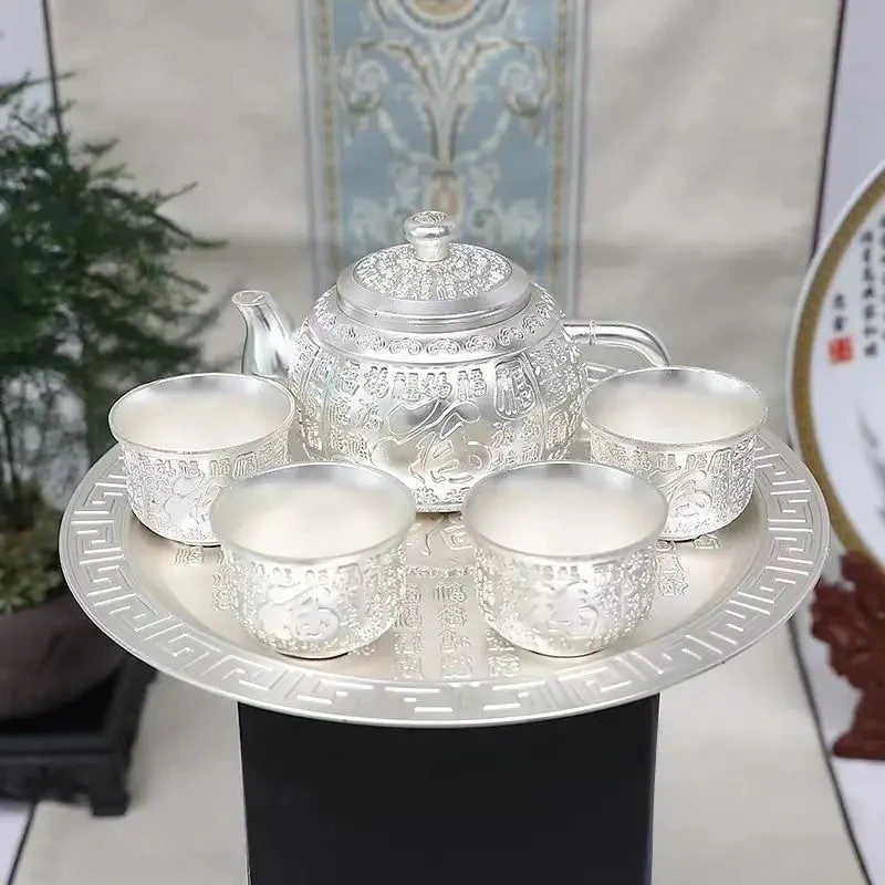 精美六件套礼盒装银茶具创意家用复古高档复古