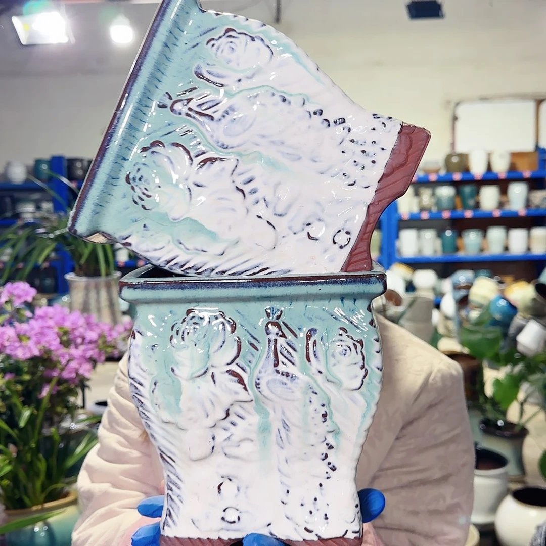 紫砂花盆高18口17