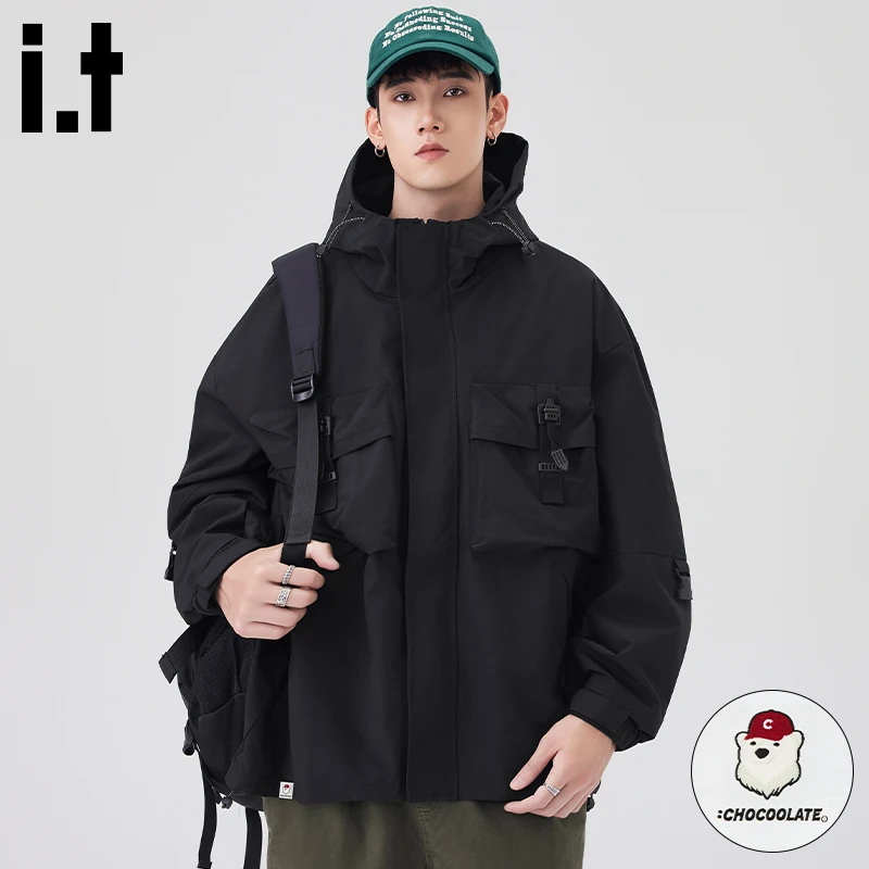 i.t:CHOCOOLATE户外登山服外套男士秋冬宽松百搭连帽长袖防风外套