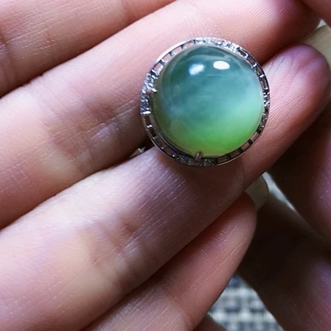 和田玉银S925镶嵌戒指