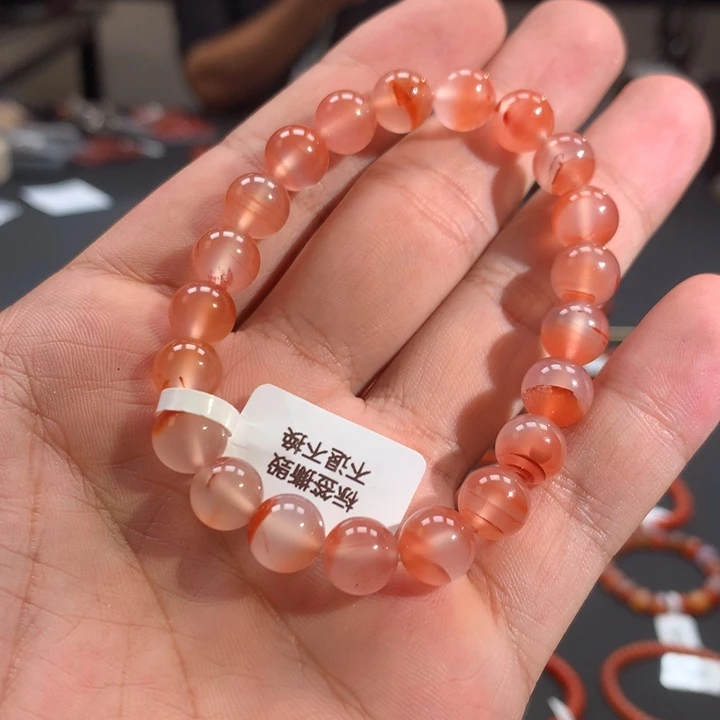 南红玛瑙未镶嵌单圈9mm冰飘