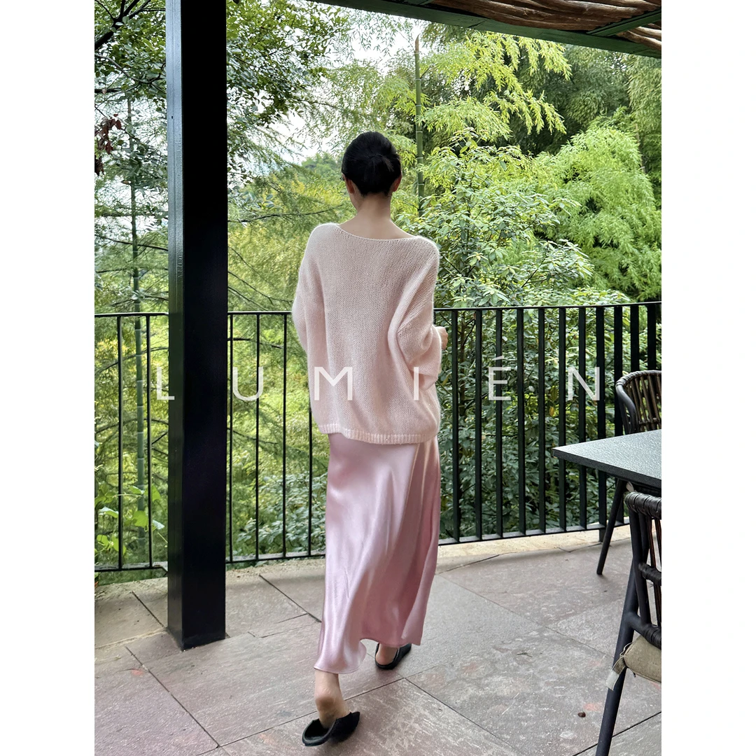 【LUMIEN 新品】“人鱼姬”粉色醋酸缎面鱼尾半身裙LX5AQQ042