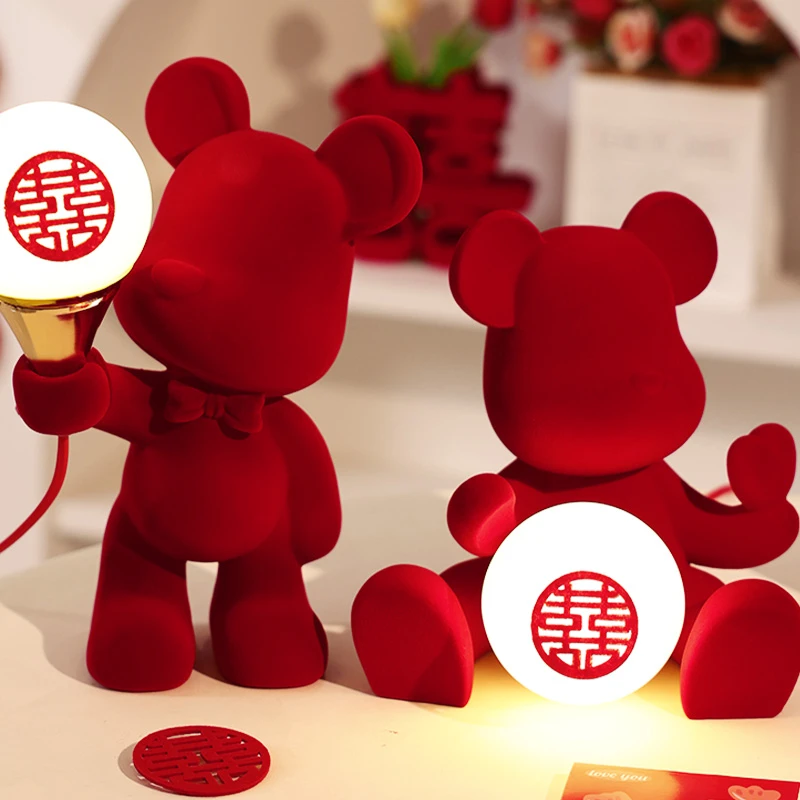 婚房布置结婚装饰台灯床头灯红色长明灯送新人礼物陪嫁用品女方