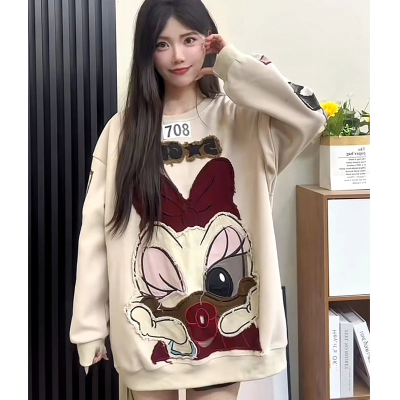 (708/709)y2025新款早秋卡通长袖卫衣女ins韩版印花宽松显瘦上