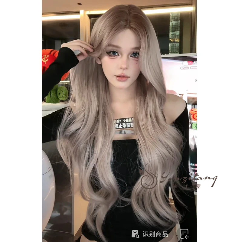 小圆-澳区女高加大头皮自然染色渐变灰假发女大波浪发全头